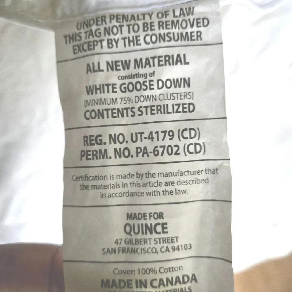 New Quince Lightweight Luxe Goose Down Duvet Insert King Cal King MSRP $304